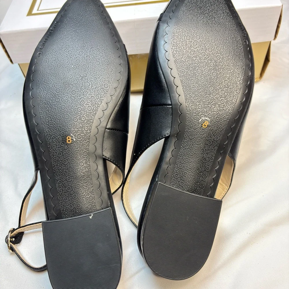 Charter Club AVRILL‎ Black Slingback Flats Size 8M New in Box